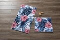 Set 2 covorase de baie Hibiscus, Confetti, 50x57 cm/57x100 cm, coral