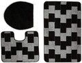 Set 3 covorase de baie Bornova, Confetti, 47x50 cm/50x60 cm/60x100 cm, negru