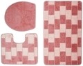 Set 3 covorase de baie Bornova, Confetti, 47x50 cm/50x60 cm/60x100 cm, roz