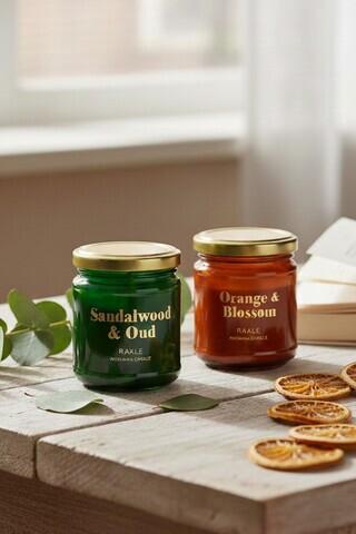 Set de lumanari, Glam Gold 110, Verde / Portocaliu