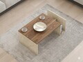 Masuta de cafea, Hanah Home, Memo, 86.8x32.4x50 cm, Travertin / Nuc Venezia