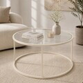 Masuta de cafea, Hanah Home, Beige-Trs-80-Nrd-Srk, Sticla temperata, Bej