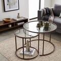 Set masute de cafea, Hanah Home, Brown-Trs-60-42-Nrd-Srk, Maro