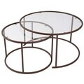 Set masute de cafea, Hanah Home, Brown-Trs-80-60-Nrd-Srk, Sticla temperata, Maro