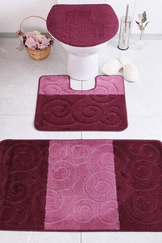 Set 3 covorase de baie Şile, Confetti, 47x50 cm/50x60 cm/60x100 cm, mov