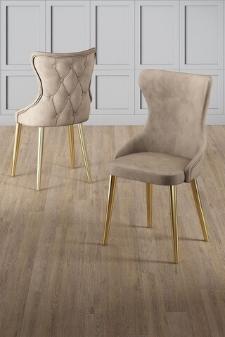 Set scaune 2 piese, Hanah Home, Alpa, Cappuccino / Aur