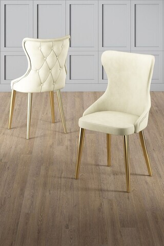 Set scaune 2 piese, Hanah Home, Alpa, Crem / Aur