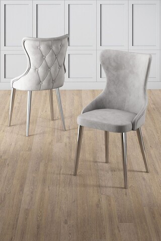 Set scaune 2 piese, Hanah Home, Alpa, Gri/Crom