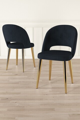 Set scaune 2 piese, Hanah Home, Pane, Antracit / Aur
