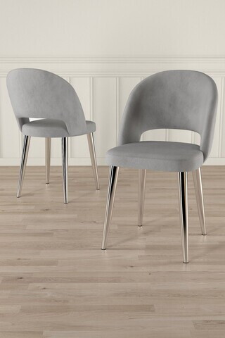Set scaune 2 piese, Hanah Home, Pane, Gri/Crom