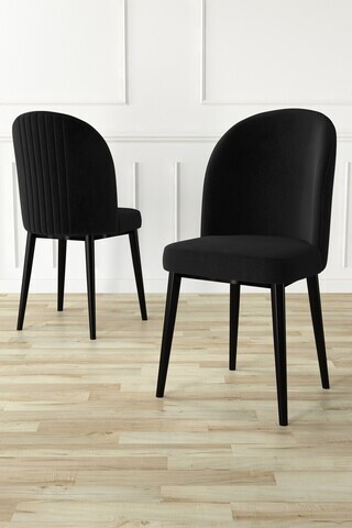 Set scaune 4 piese, Hanah Home, Aste, Negru
