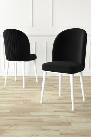 Set scaune 4 piese, Hanah Home, Aste, Alb/Negru