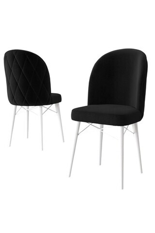 Set scaune 4 piese, Hanah Home, Bika, Alb/Negru