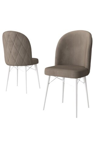 Set scaune 4 piese, Hanah Home, Bika, Cappuccino / Alb