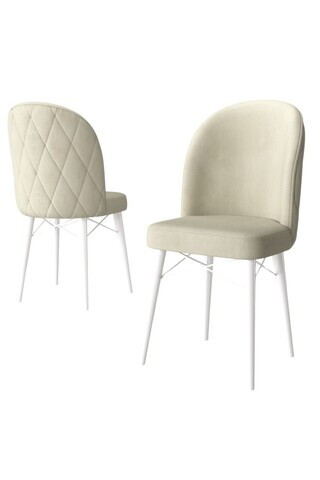 Set scaune 4 piese, Hanah Home, Bika, Crem/Alb