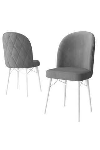 Set scaune 4 piese, Hanah Home, Bika, Gri/Alb