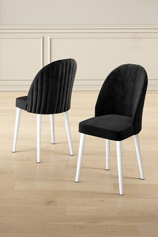 Set scaune 4 piese, Hanah Home, Mara, Alb/Negru