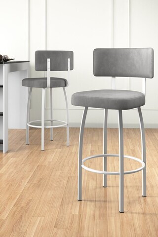 Set scaune  de bar 4 piese, Hanah Home, Wosa, Gri/Alb