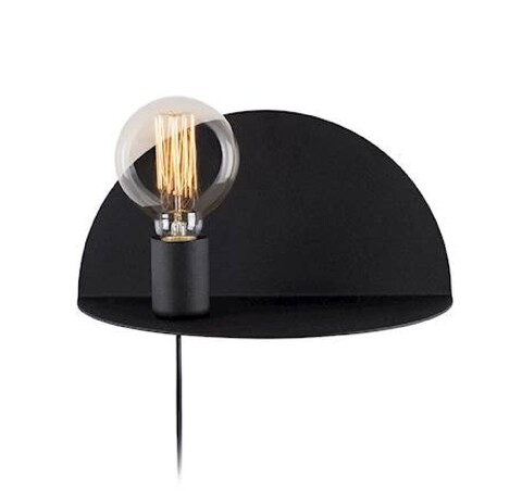 Aplica de perete cu raft Shelfie, Maison in Design, 30 cm, 1 x E27, 100W, negru