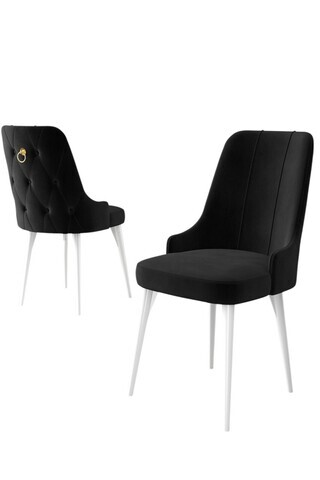 Set scaune 4 piese, Hanah Home, Enoa, Alb/Negru