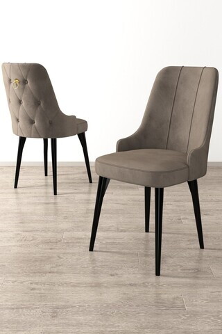 Set scaune 4 piese, Hanah Home, Enoa, Cappuccino / Negru