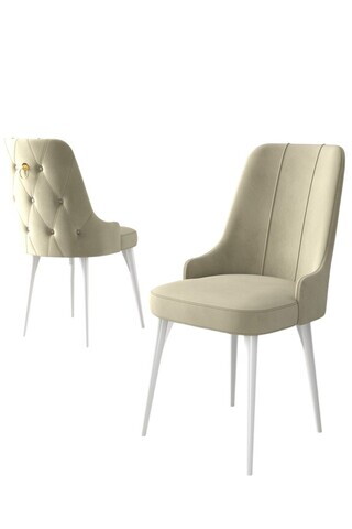 Set scaune 4 piese, Hanah Home, Enoa, Crem/Alb