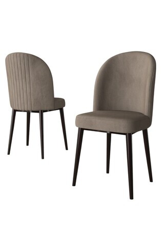 Set scaune 6 piese, Hanah Home, Aste, Cappuccino/Maro