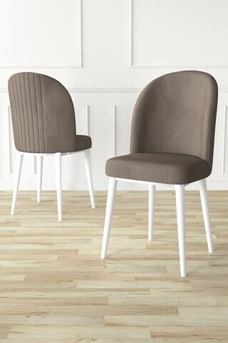 Set scaune 6 piese, Hanah Home, Aste, Cappuccino / Alb