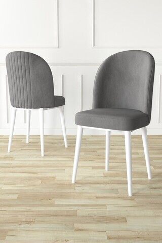 Set scaune 6 piese, Hanah Home, Aste, Gri/Alb