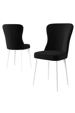 Set scaune 6 piese, Hanah Home, Tita, Alb/Negru