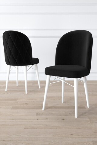 Set scaune 6 piese, Hanah Home, Bika, Alb/Negru