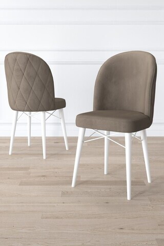 Set scaune 6 piese, Hanah Home, Bika, Cappuccino / Alb