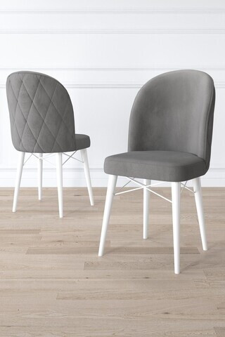 Set scaune 6 piese, Hanah Home, Bika, Gri/Alb