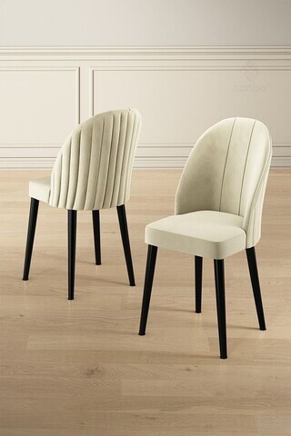 Set scaune 6 piese, Hanah Home, Mara, Crem/Negru