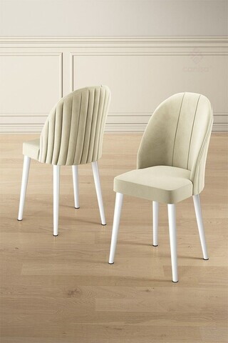 Set scaune 6 piese, Hanah Home, Mara, Crem/Alb