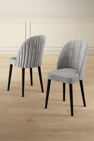 Set scaune 6 piese, Hanah Home, Mara, Gri/Negru
