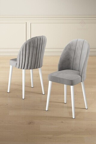 Set scaune 6 piese, Hanah Home, Mara, Gri/Alb