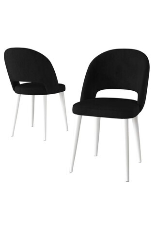 Set scaune 4 piese, Hanah Home, Pane, Alb/Negru
