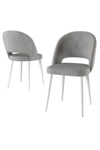 Set scaune 4 piese, Hanah Home, Pane, Gri/Alb