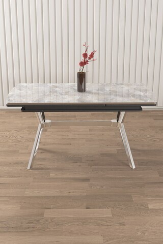 Masa extensibila, Hanah Home, Weps, 89x76x150 cm, Gri/Crom