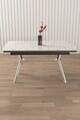 Masa extensibila, Hanah Home, Weps, 89x76x150 cm, Model de marmură albă / Crom