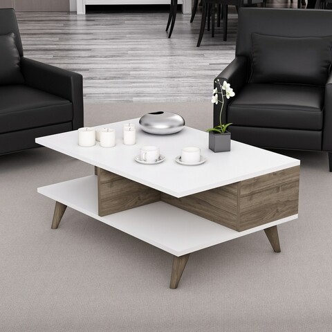 Masuta de cafea Lyon, Maison in Design, 90 x 60 x 39 cm, PAL, alb/natural