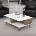 Masuta de cafea Lyon, Maison in Design, 90 x 60 x 39 cm, PAL, alb/natural