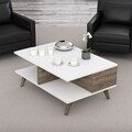 Masuta de cafea Lyon, Maison in Design, 90 x 60 x 39 cm, PAL, alb/natural