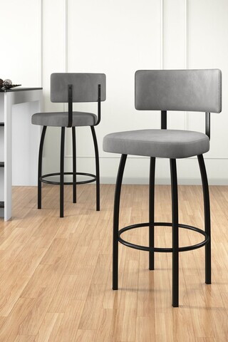 Set scaune de bar 6 piese, Hanah Home, Wosa, Gri/Negru