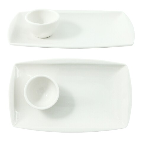 Set platou si bol pentru servire mic dejun, Wald, portelan, alb