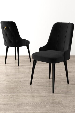 Set scaune 6 piese, Hanah Home, Enoa, Negru