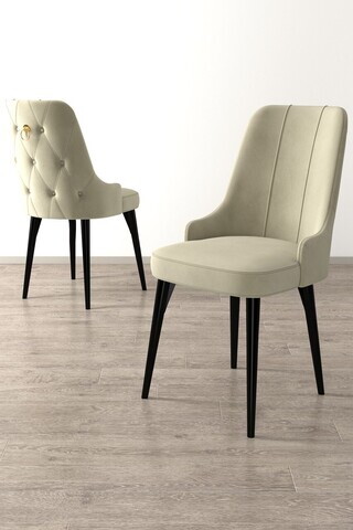 Set scaune 6 piese, Hanah Home, Enoa, Crem/Negru