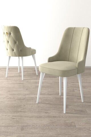 Set scaune 6 piese, Hanah Home, Enoa, Crem/Alb