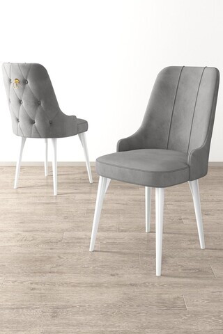 Set scaune 6 piese, Hanah Home, Enoa, Gri/Alb